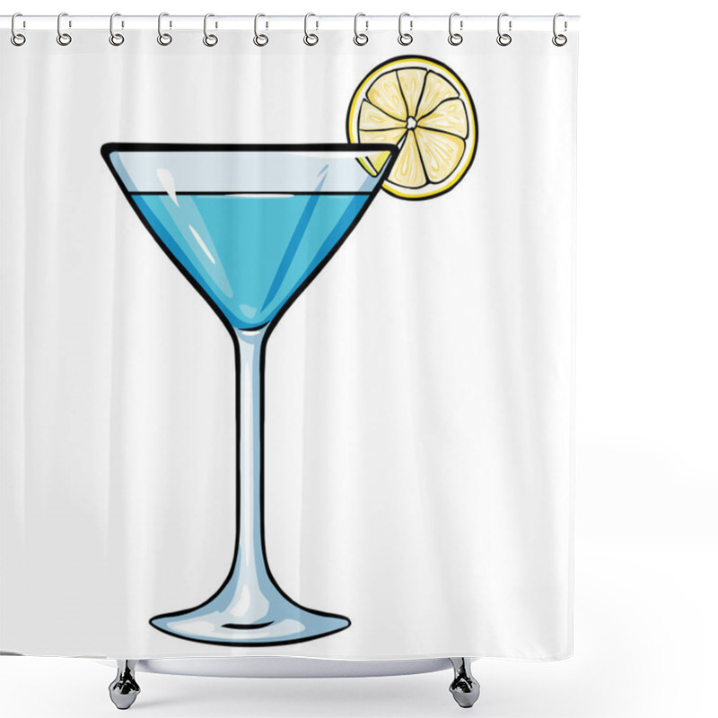 Personality  Cartoon Blue Cocktail With Lime Shower Curtains