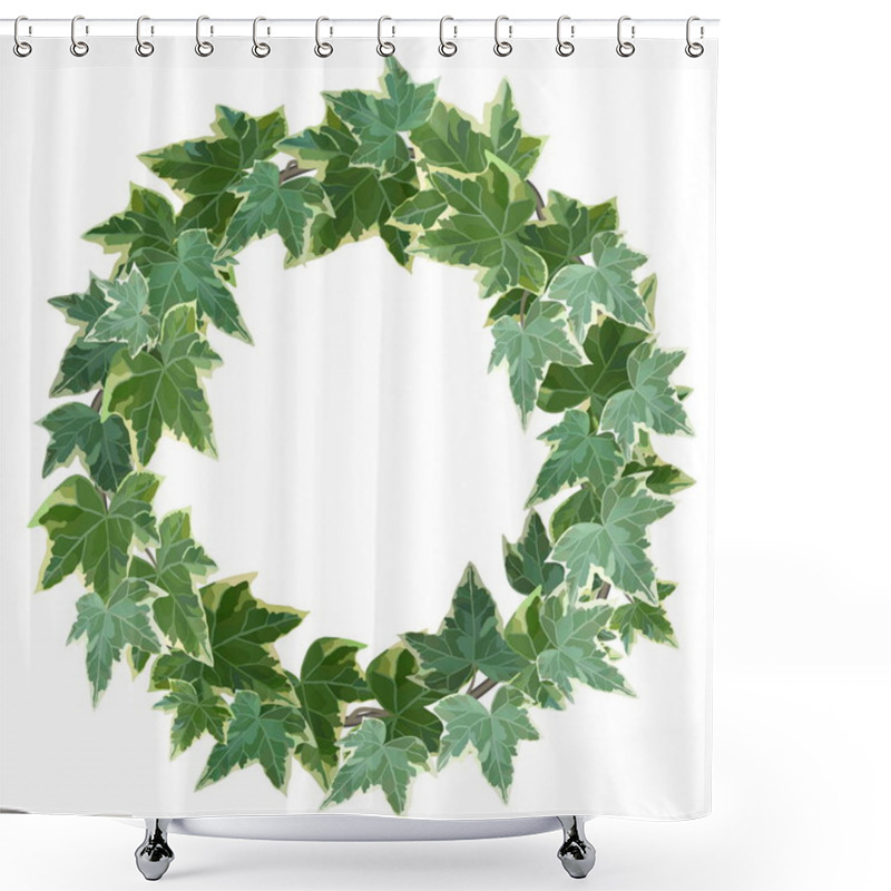 Personality  Green Wreath Made Of Common Ivy With Copy Space Shower Curtains