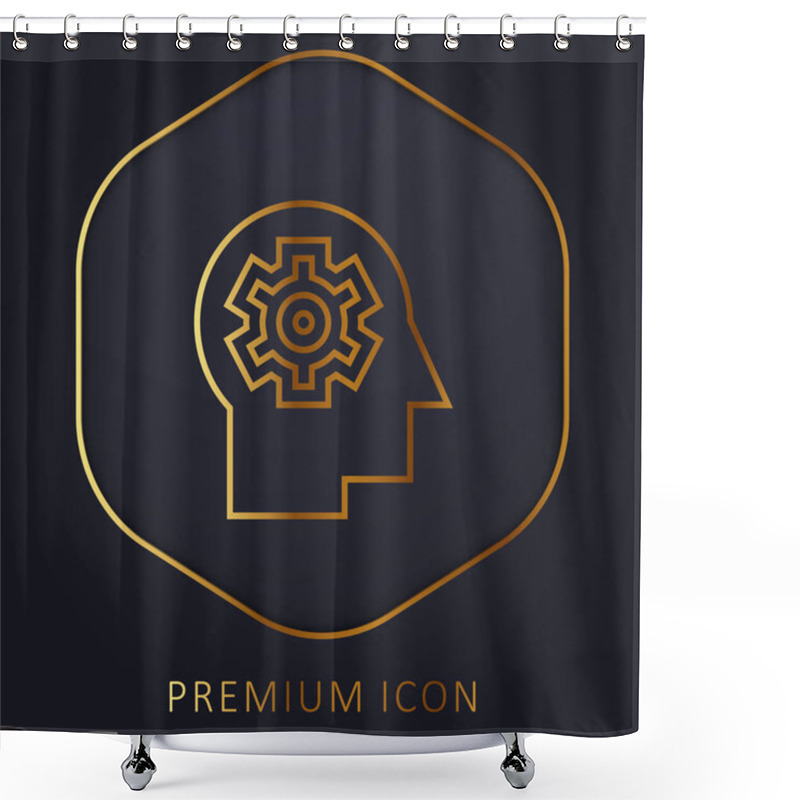 Personality  Brain Golden Line Premium Logo Or Icon Shower Curtains