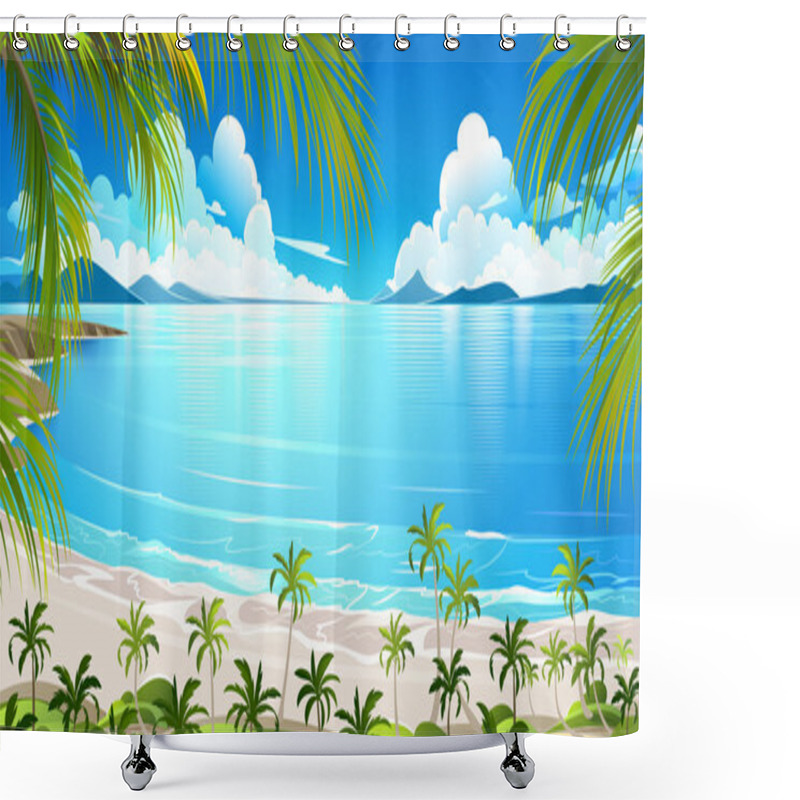 Personality  Tropical Island. Vector Shower Curtains