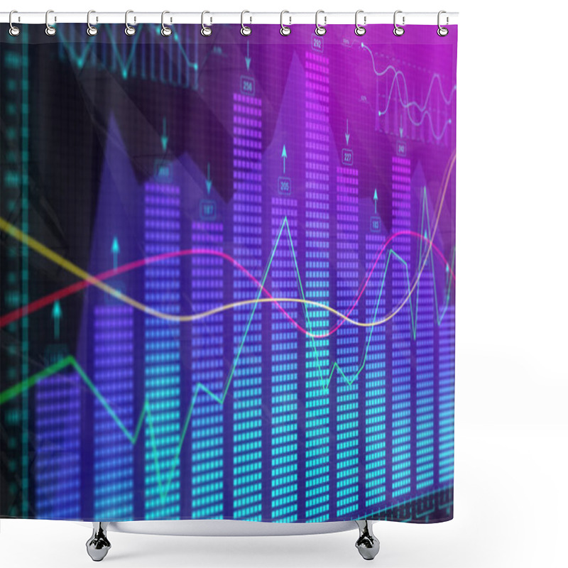 Personality  Glowing Business Chart Backdrop Shower Curtains