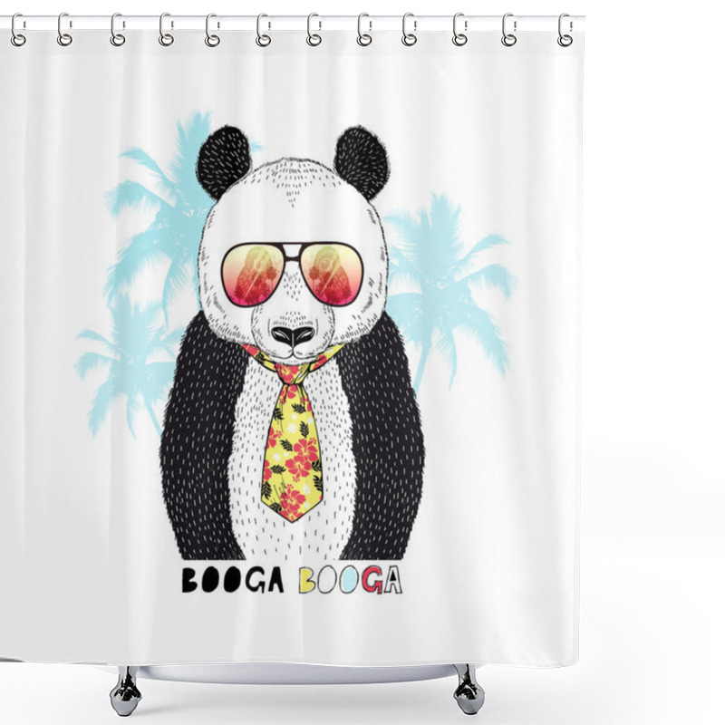 Personality  Panda Bear On Summer Vacation Shower Curtains