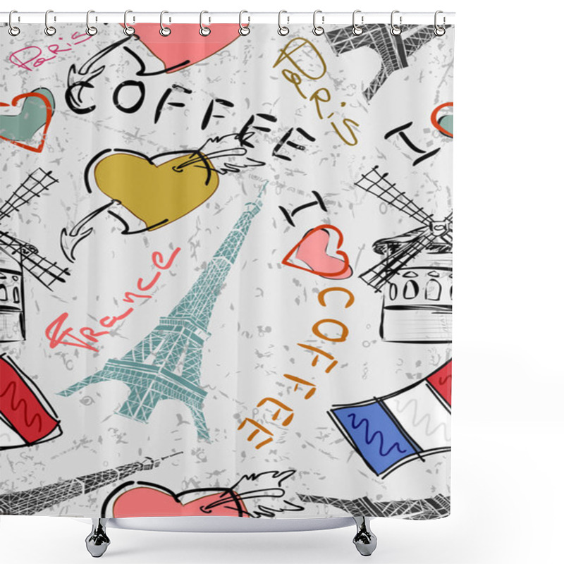 Personality  Paris Landmarks Pattern Shower Curtains