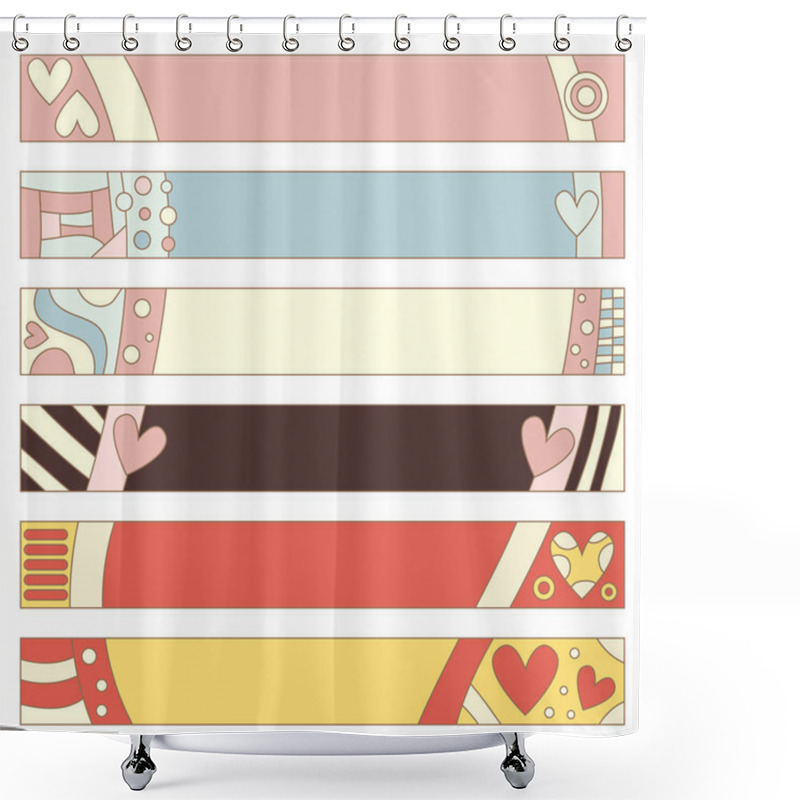 Personality  Banners Collection With Hearts, Dots And Stripes Shower Curtains