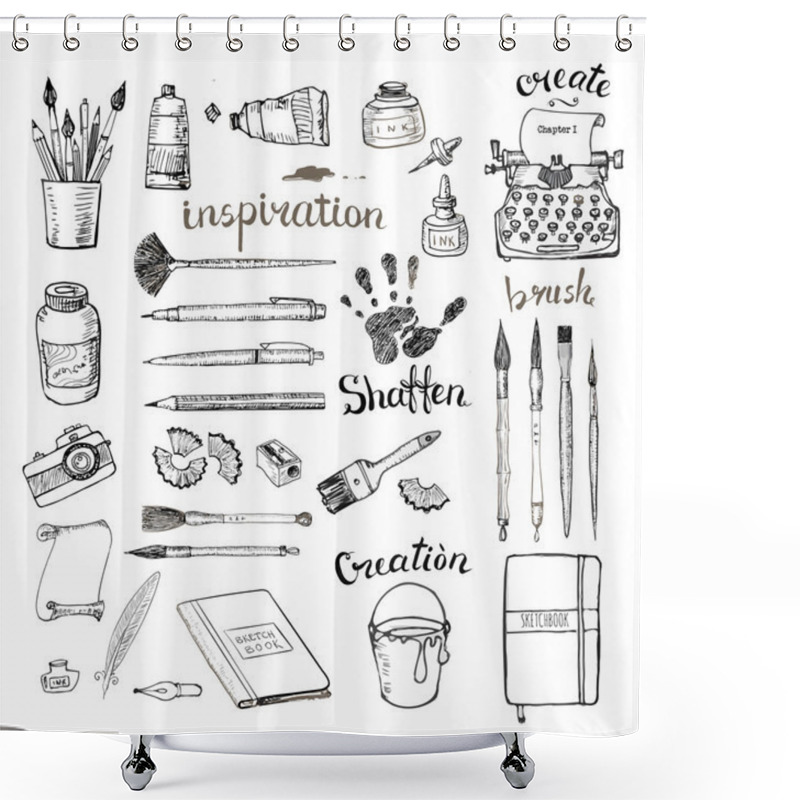 Personality  Sketches Of Artists And Writers Tools Shower Curtains