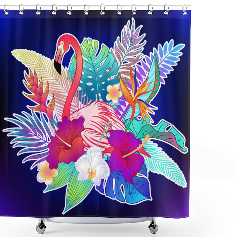 Personality  Beautiful Tropical Exotic Parrot Bird. Vector Illustration. Shower Curtains