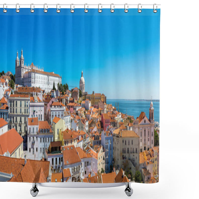 Personality  Panoramic View Of Lisbon Shower Curtains