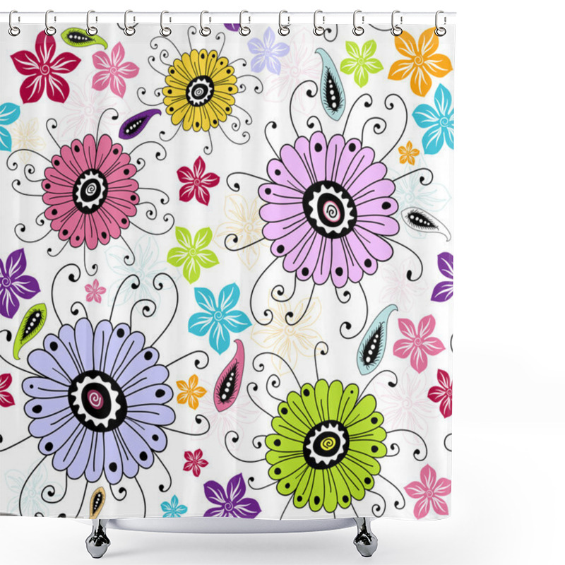 Personality  Seamless White Floral Pattern Shower Curtains