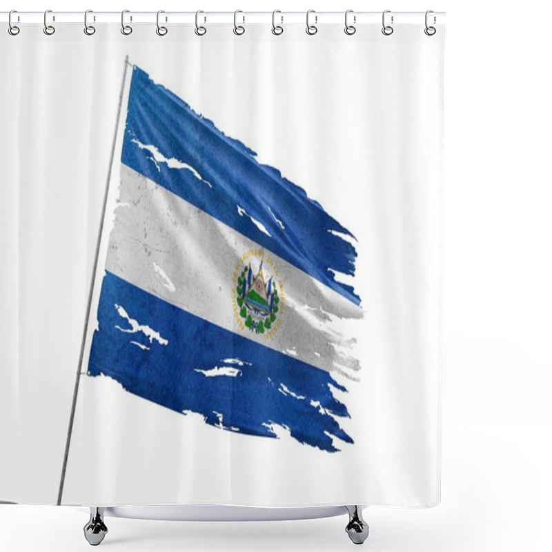 Personality  El Salvador Torn Flag On Transparent Background. Shower Curtains