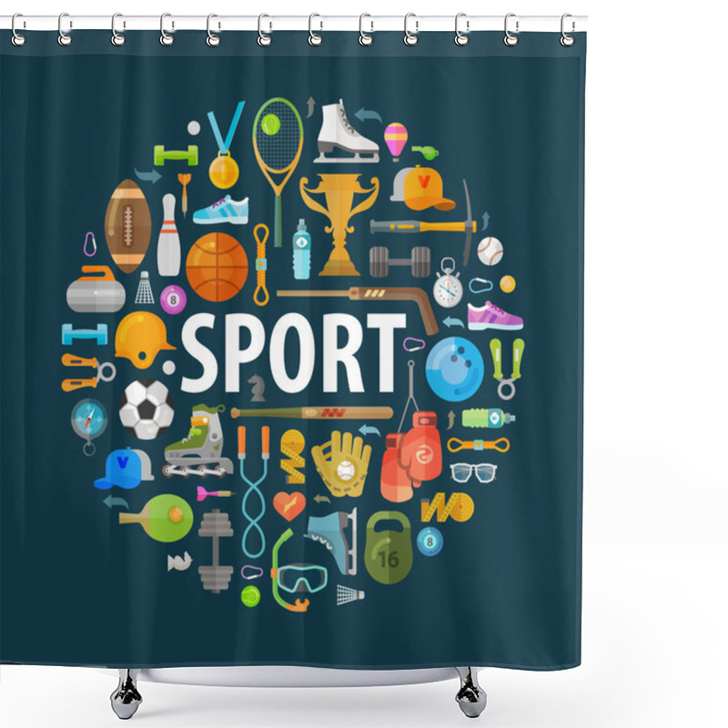 Personality  Sport Vector Logo Design Template. Fitness Or Gym Icons Shower Curtains