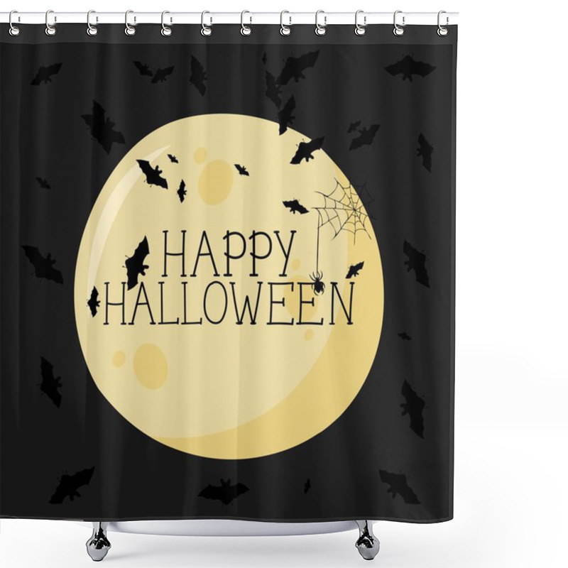 Personality  The Vector Illustration Of Happy Halloween Can Be Used As A Banner Or A Greeting Card. The Moon And Bats Against A Dark Background Shower Curtains