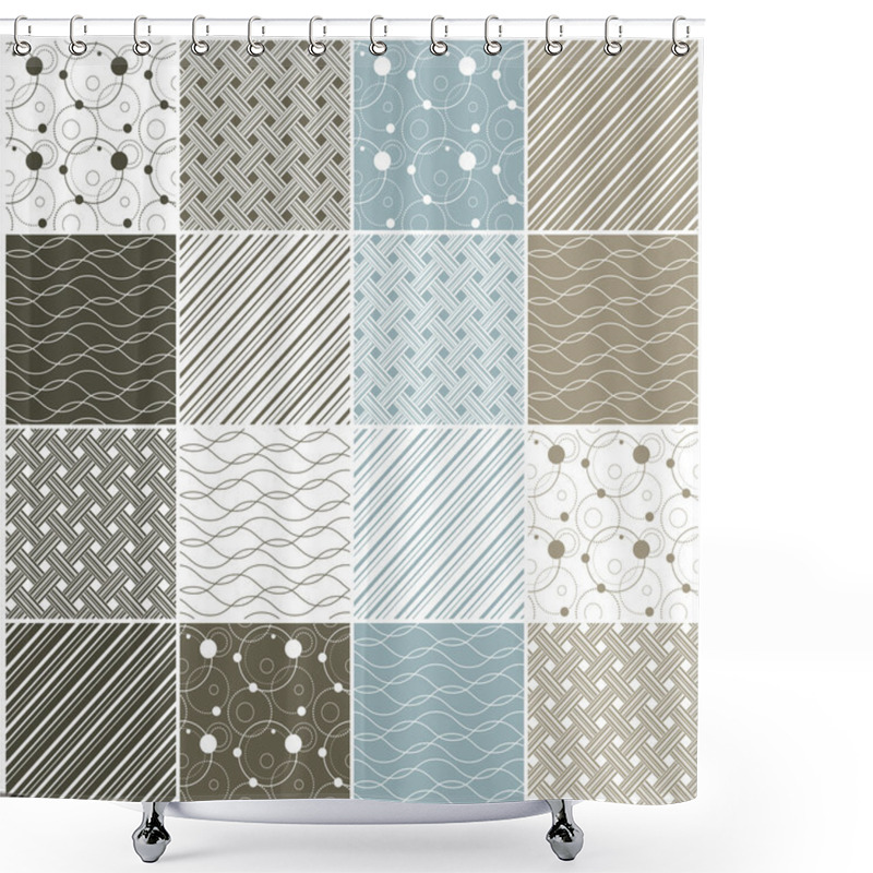 Personality  Geometric Seamless Patterns: Dots, Waves, Stripes Shower Curtains