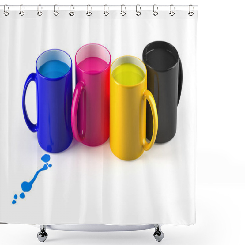 Personality  CMYK Mugs Lineup Shower Curtains