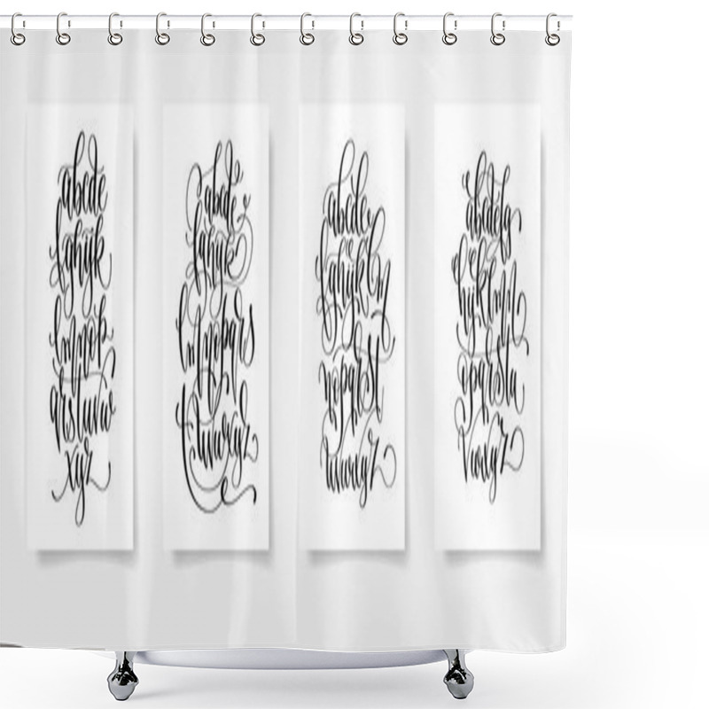 Personality  Set Of Four Black And White Hand Lettering Alphabet Design Poste Shower Curtains