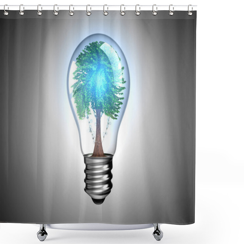 Personality  Lightbulb With Blue Light And Tree Shower Curtains