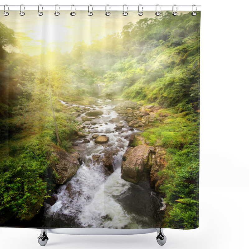 Personality  Tropical River At Sunrise Shower Curtains