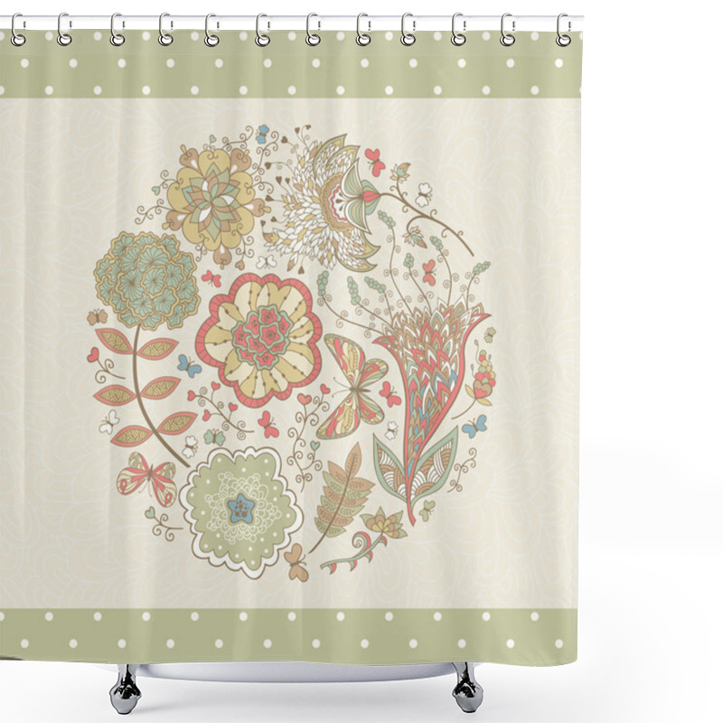 Personality  Card With Abstract Flowers Shower Curtains