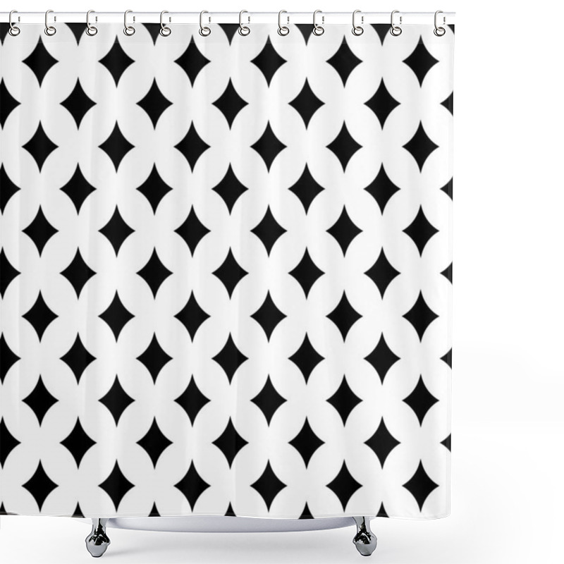 Personality  Abstract Geometric Pattern With Crosses, Stripes, Lines. Seamless Vector Background. White And Black Ornament. Modern Reticulated Graphic Design. Shower Curtains