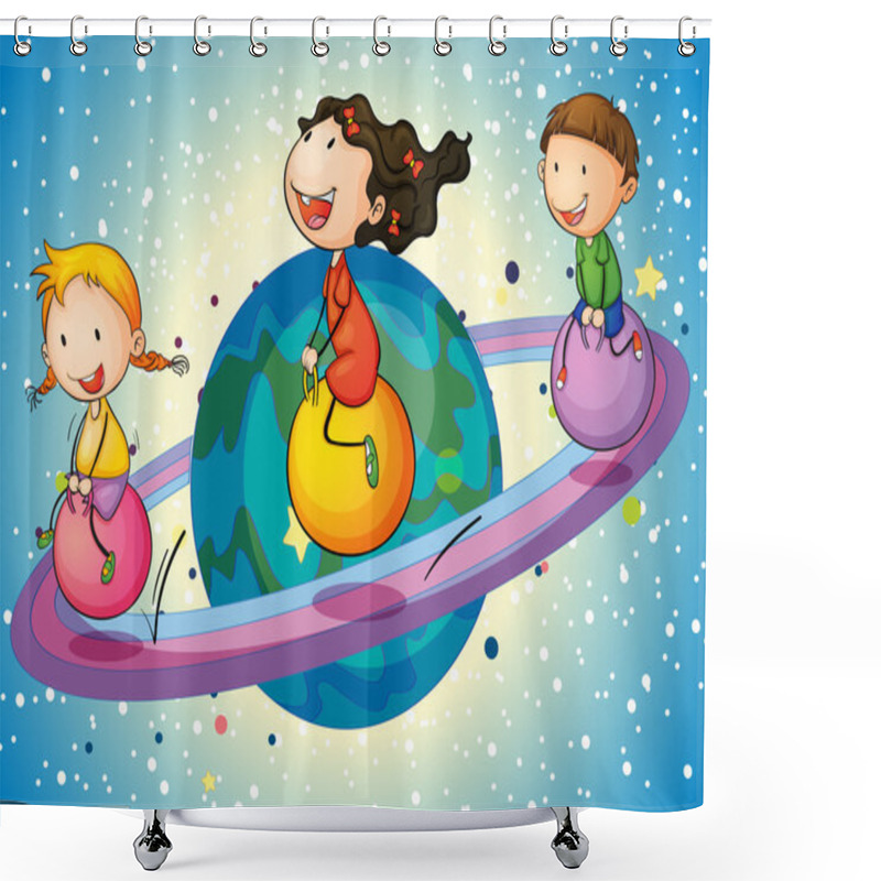 Personality  Kids On Planet Shower Curtains