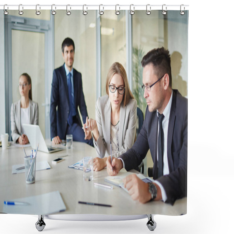 Personality  Businesspeople Working In Office Shower Curtains