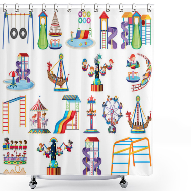 Personality  Large Set Of Isolated Objects Of Kids And Circus Shower Curtains