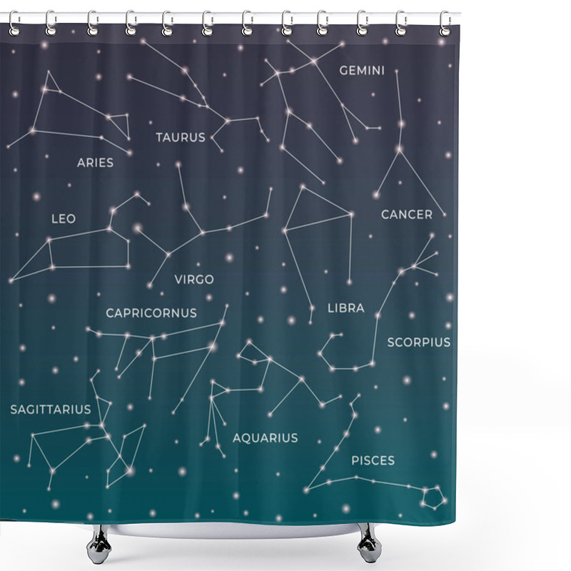 Personality  Zodiac Constellations. Horoscope And Astrology Line Symbols  Shower Curtains