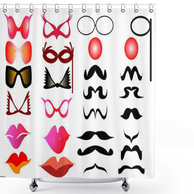 Personality  Eyeglasses And Mustaches Shower Curtains