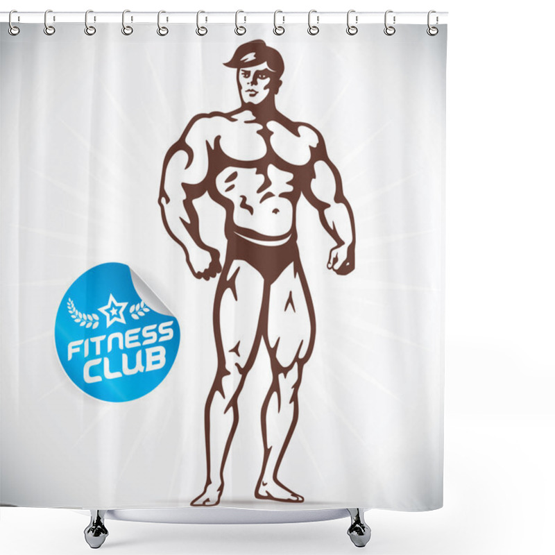 Personality  Attractive Bodybuilder Illustration Shower Curtains