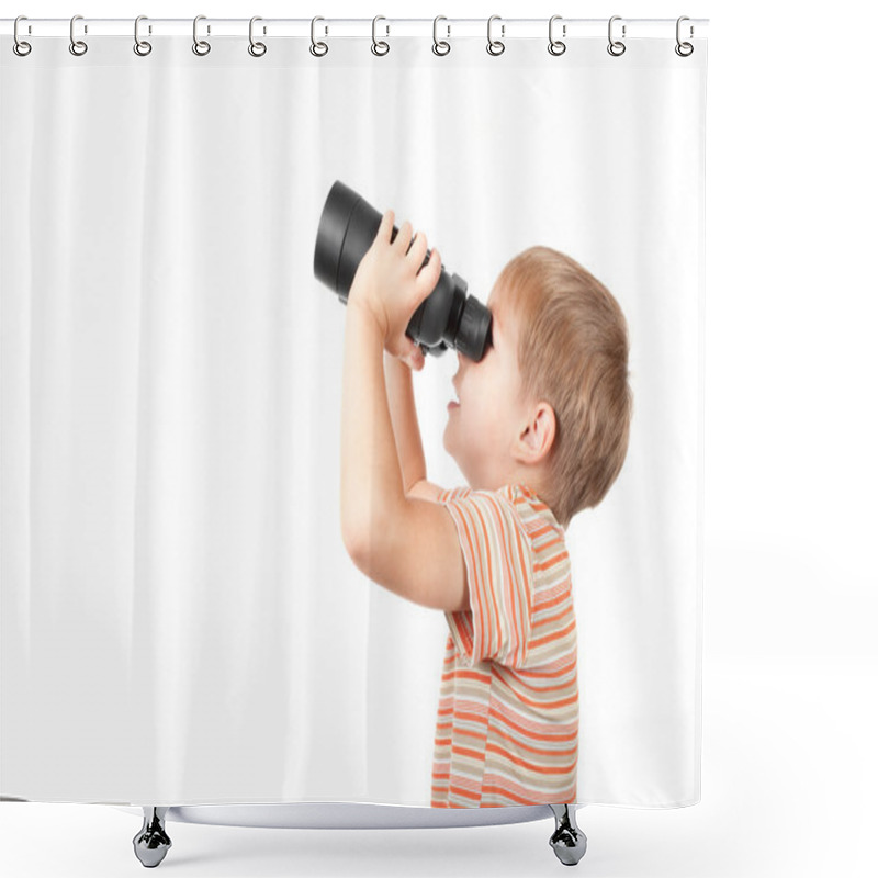 Personality  Boy With Binoculars Shower Curtains