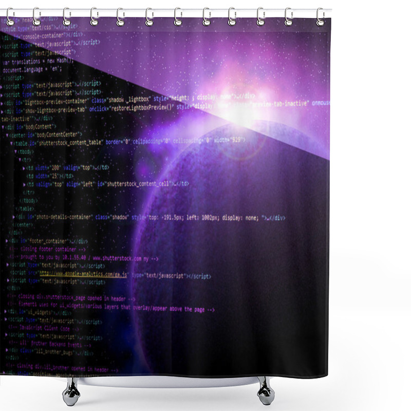 Personality  Space Html Code Violet Background Shower Curtains