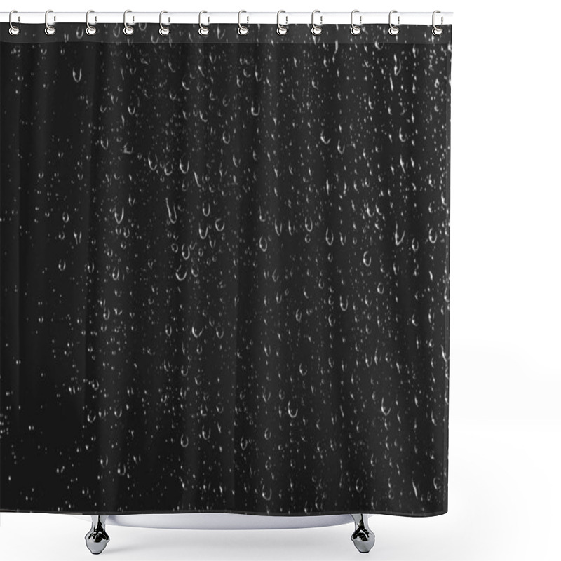 Personality  Dirty Window Glass With Drops Of Rain. Atmospheric Monochrome Dark Background With Raindrops. Droplets And Stains Close Up. Detailed Transparent Texture In Macro With Copy Space. Night Rainy Weather. Shower Curtains