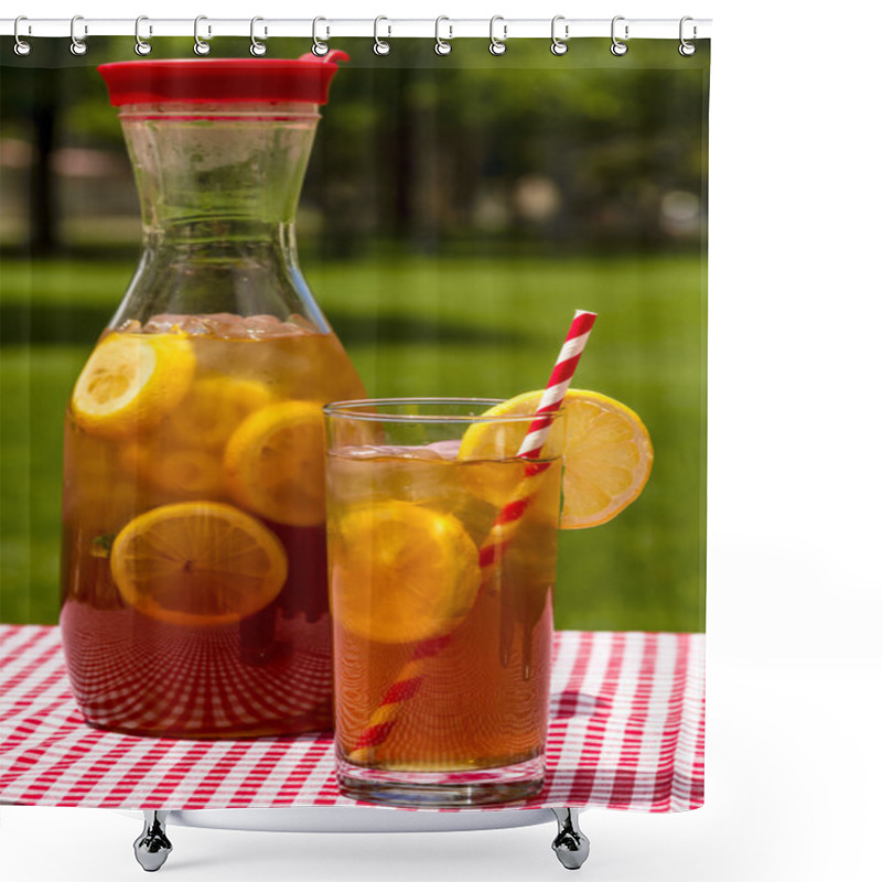 Personality  Fresh Brewed Ice Tea On The Patio Shower Curtains