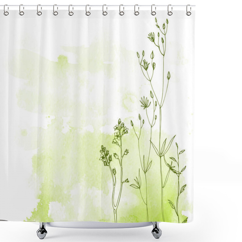 Personality  Hand-drawn Linear Wildflowers Shower Curtains