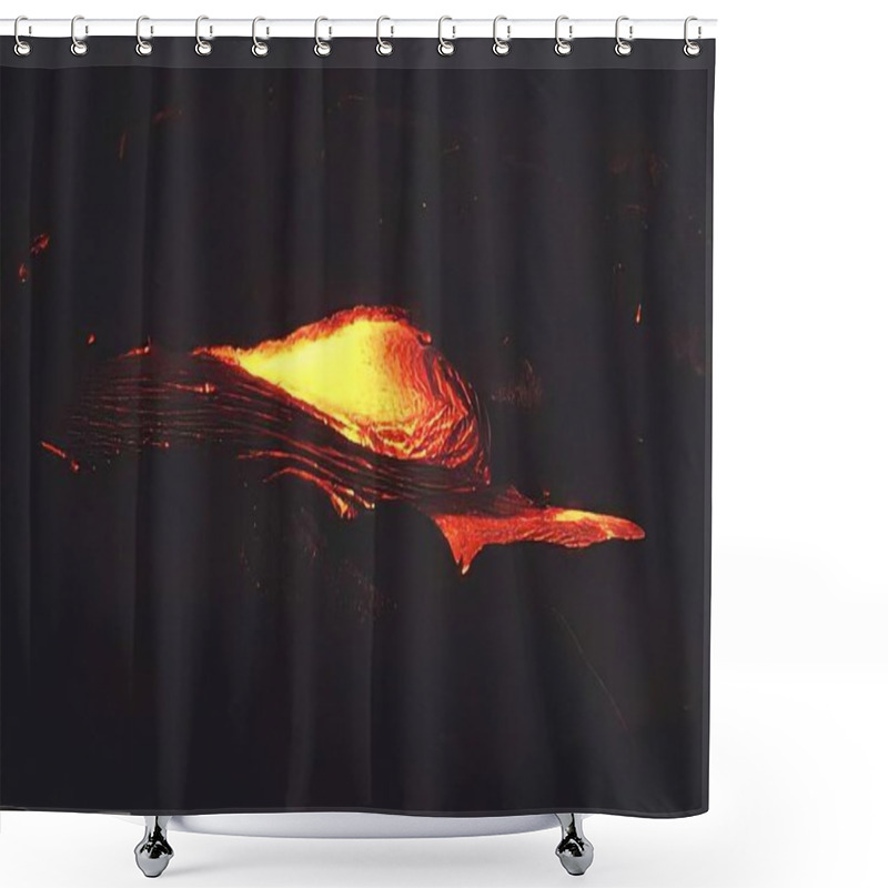 Personality  Molten Lava Flow With Intense Fire In Natural Background Shower Curtains