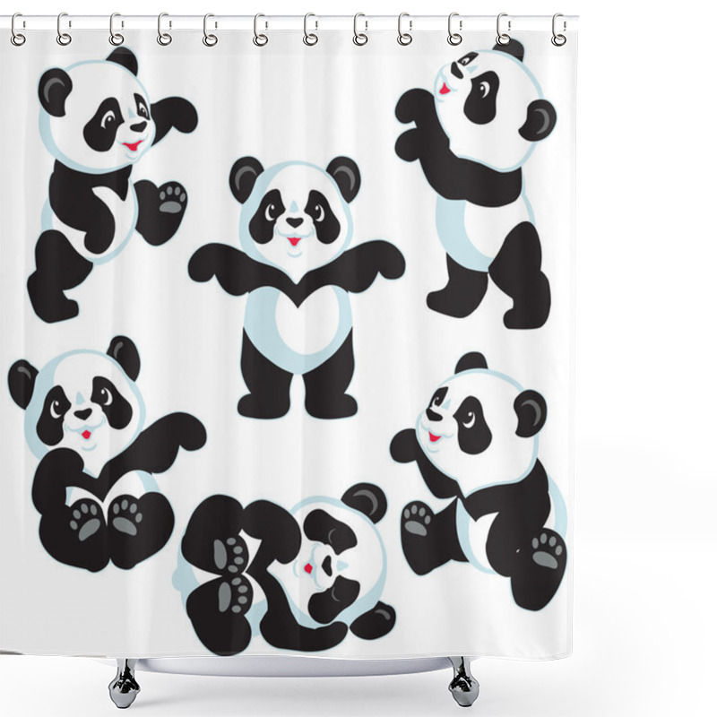 Personality  Set With Cartoon Panda Shower Curtains