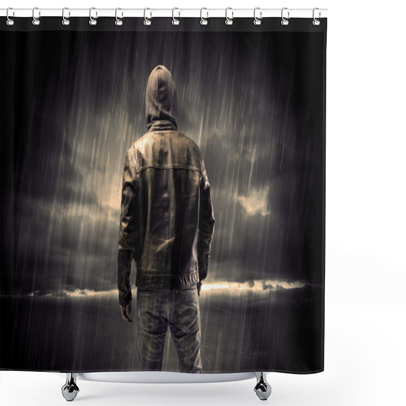 Personality  Anonymous Terrorist In Hoodie At Night Shower Curtains