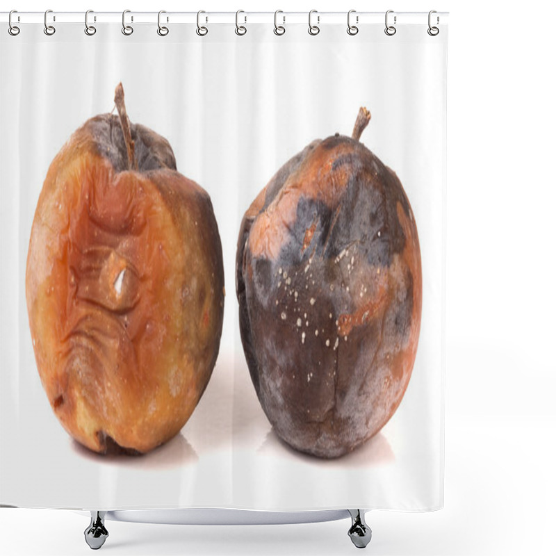 Personality  Two Rotten Apple Isolated On A White Background Shower Curtains