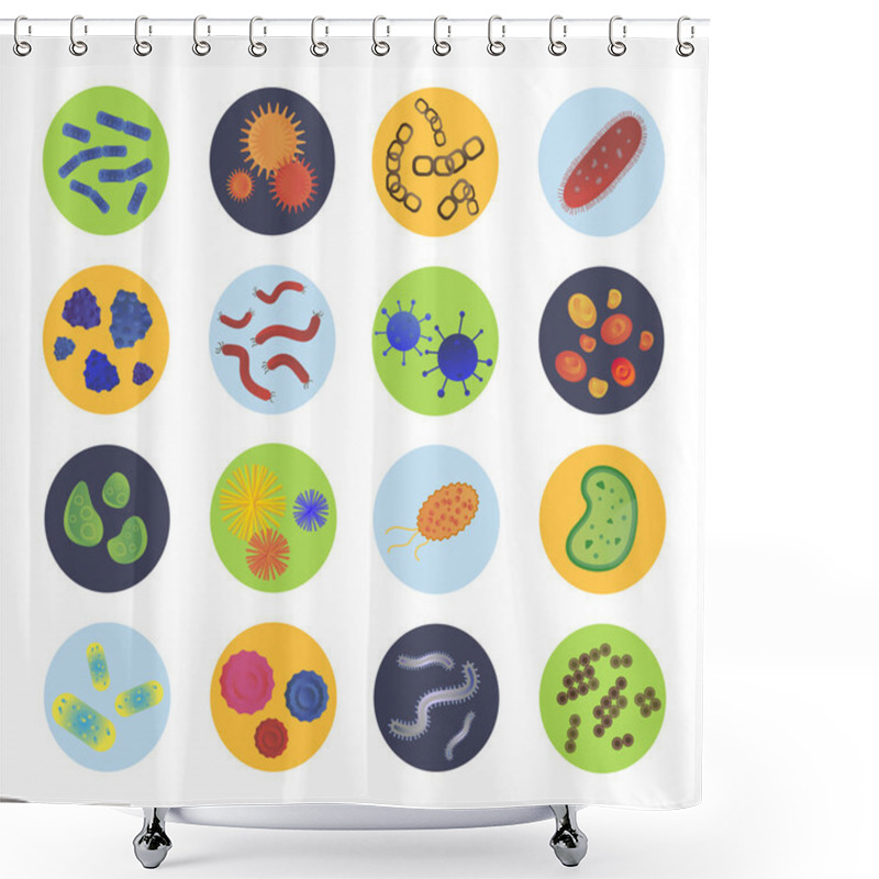 Personality  Bacteria Virus Vector Icons Set Shower Curtains