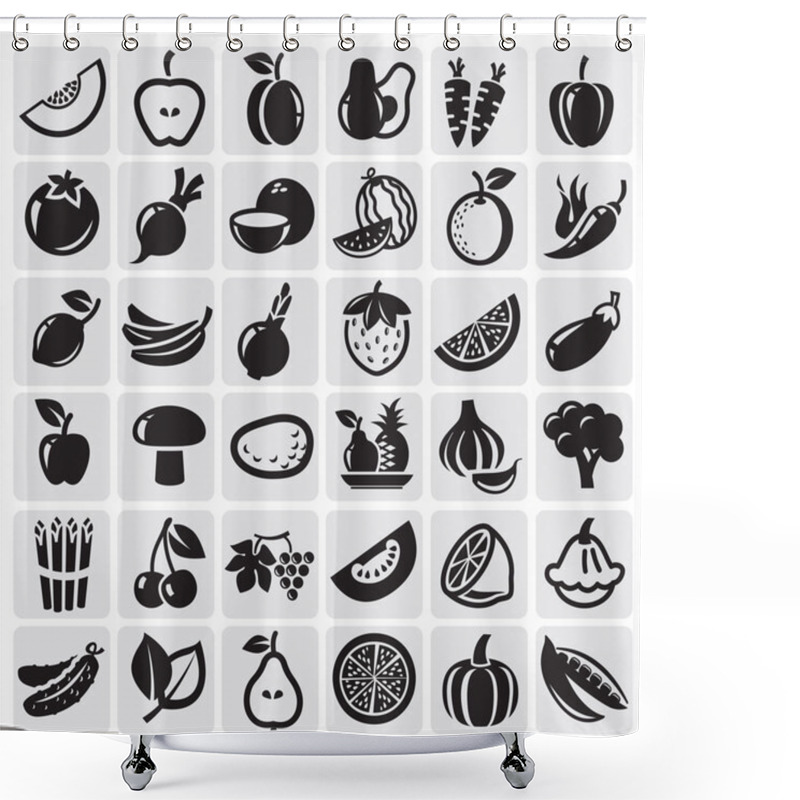 Personality  Fruit And Vegetables Set Shower Curtains