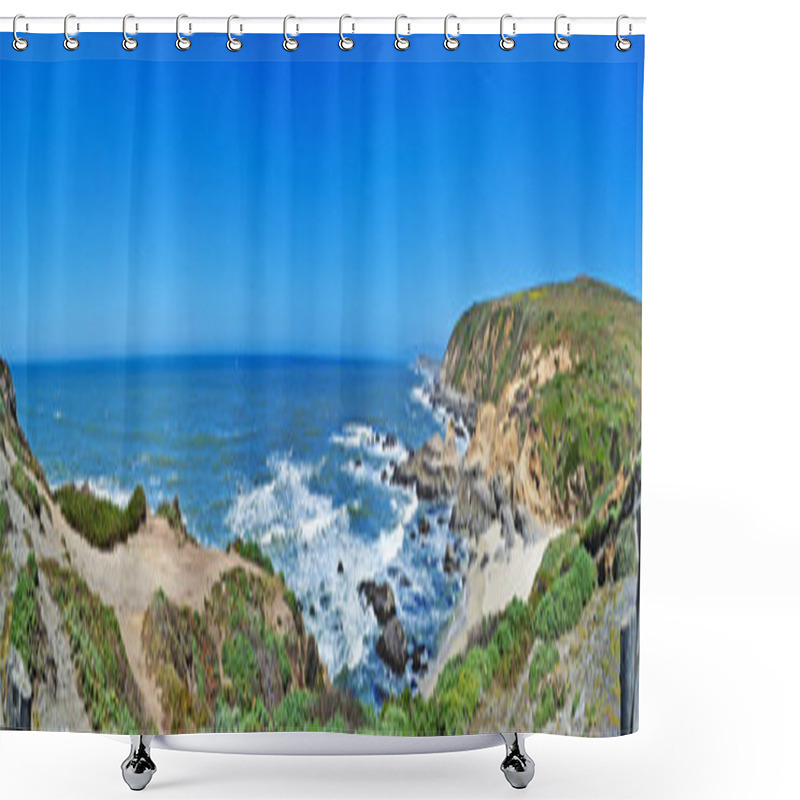 Personality  Route 1, California, Usa: Breathtaking View Of The Pacific Ocean, The Fog And The Vegetation Of Big Sur, A Region Of The Central Coast Of California, One Of The Most Popular Tourist Destinations Of The United States  Shower Curtains