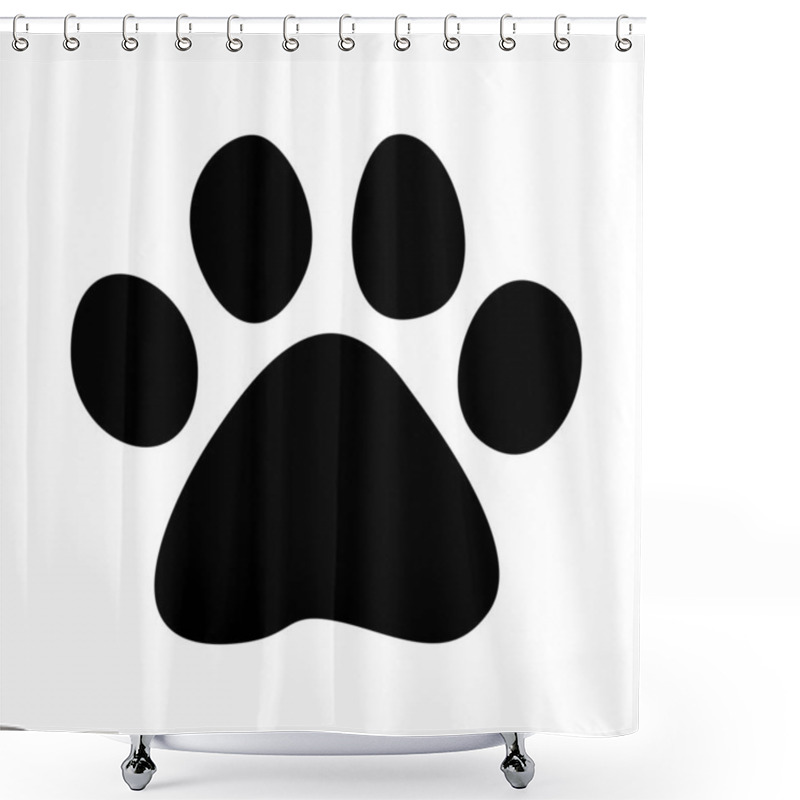 Personality  Black Silhouette Paw Print Isolated On White Background. Dog Or Cat Tracks Icon. Vector Illustration. Shower Curtains