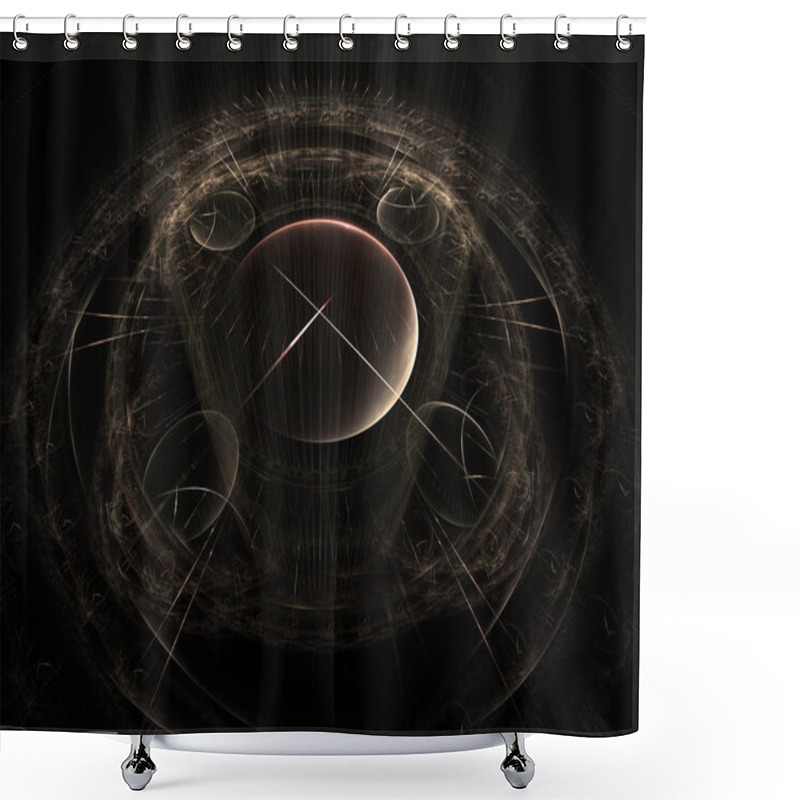 Personality  Time Machine. Mechanism Of Eternity.3D Surreal Illustration. Fractal Time Series. Composition Of Clock And Fractal Elements With Metaphorical Relationship To Time, Science And Modern Technology. Fractal Artwork, Abstraction Of A Clockwork, A Time Mac Shower Curtains