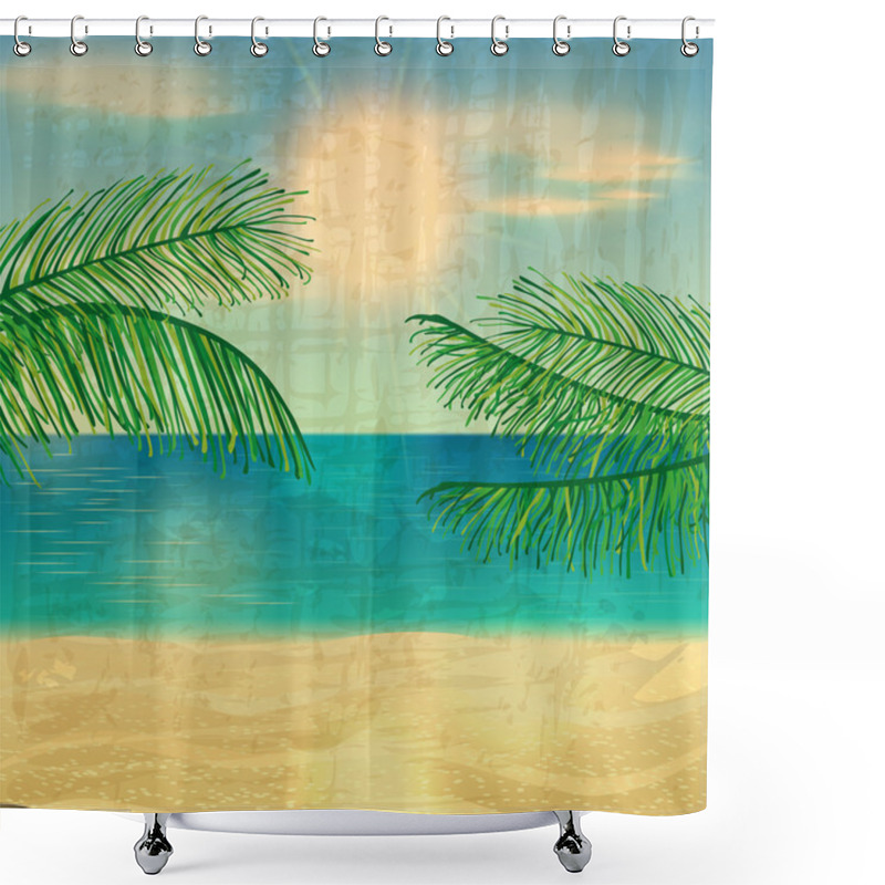 Personality  Retro Beach Illustration Shower Curtains