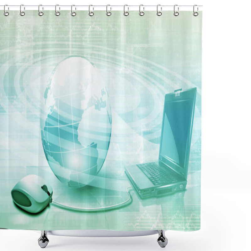 Personality  Planet Earth And Technology Background Shower Curtains