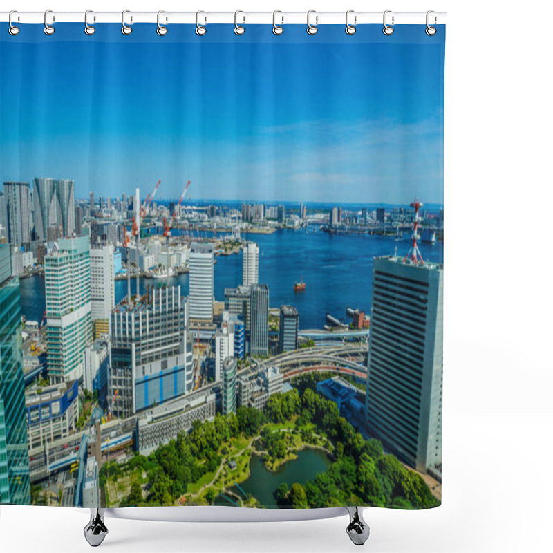 Personality  Kyu Shiba Rikyu Garden And The Tokyo Townscape Shower Curtains