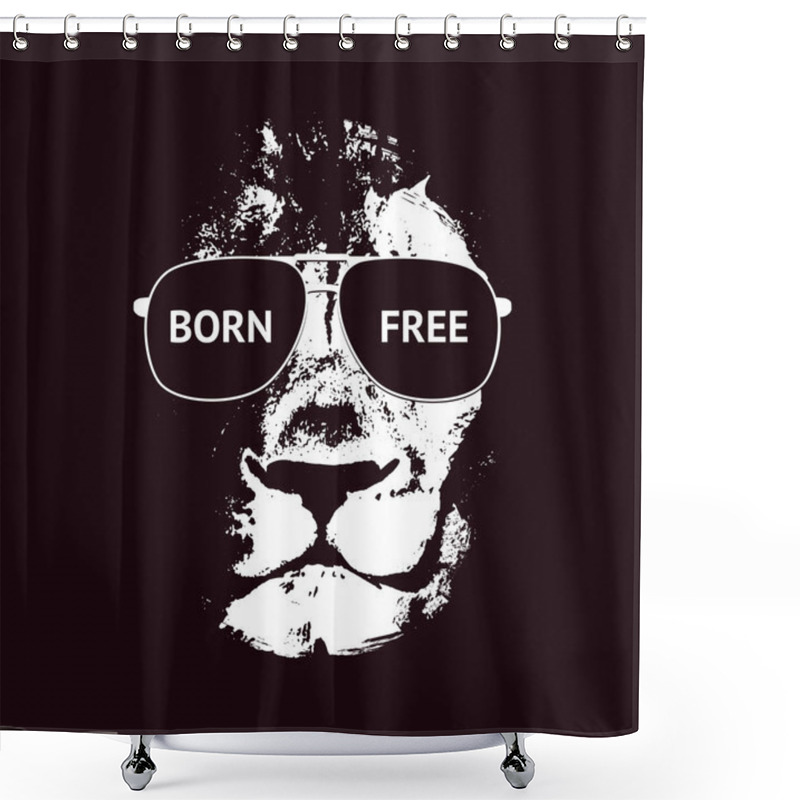 Personality  Lion Head. Vector Background. Poster Shower Curtains