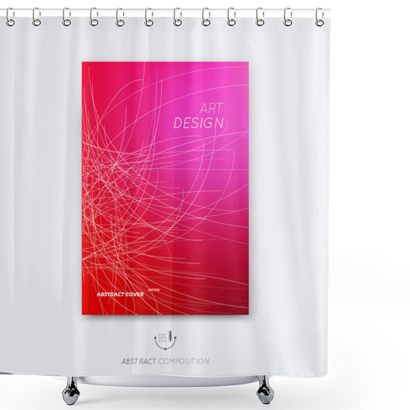 Personality  Abstract Composition, Bright Pink Font Texture, Web Section Trademark, White Curve Lines Construction, Red Brochure Title Sheet, Creative Figure Logo Icon, Commercial Offer, Banner Form, Flyer Fiber Shower Curtains