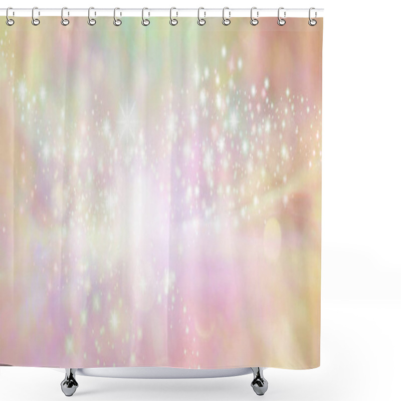 Personality  Peach Starry Glitter Feminine Toned Bokeh Background Banner - Wide Pink And Peach  Sparkling Glittery Star Speckled Background With A Whoosh Of Stars Moving Through The Middle Shower Curtains