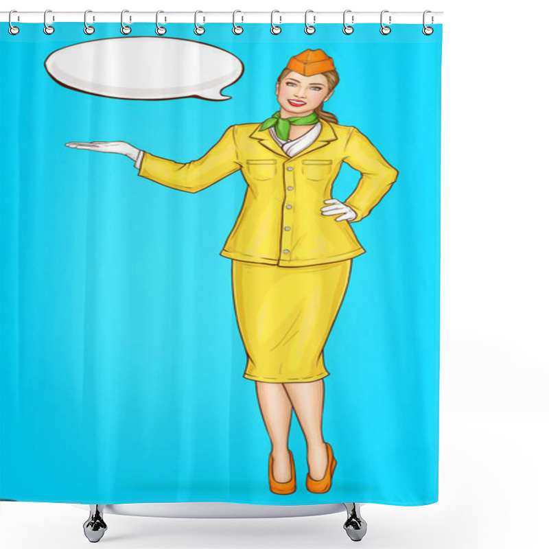 Personality  Pop Art Stewardess, Flight Attendant, Air Hostess Shower Curtains