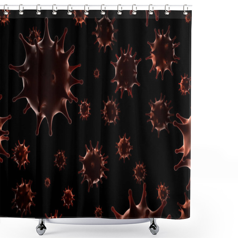 Personality  Spherical Bacterium With Processes. Shower Curtains